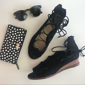 Vince Camuto suede tie-up wedge sandals